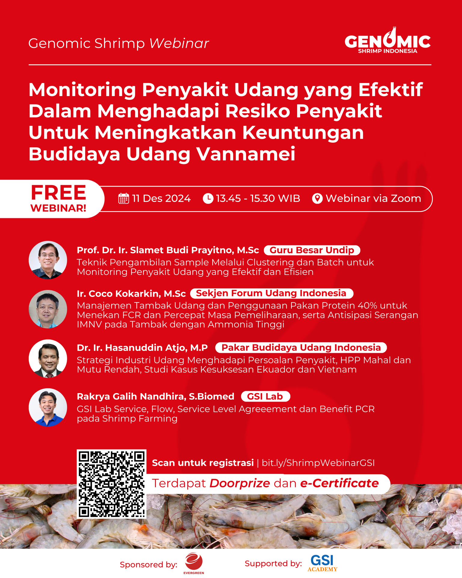 Webinar Genomic Shrimp 2: Monitoring Penyakit Udang yang Efektif Dalam Menghadapi Risiko Penyakit Untuk Meningkatkan Keuntungan Budidaya Udang Vannamei Desember 2024