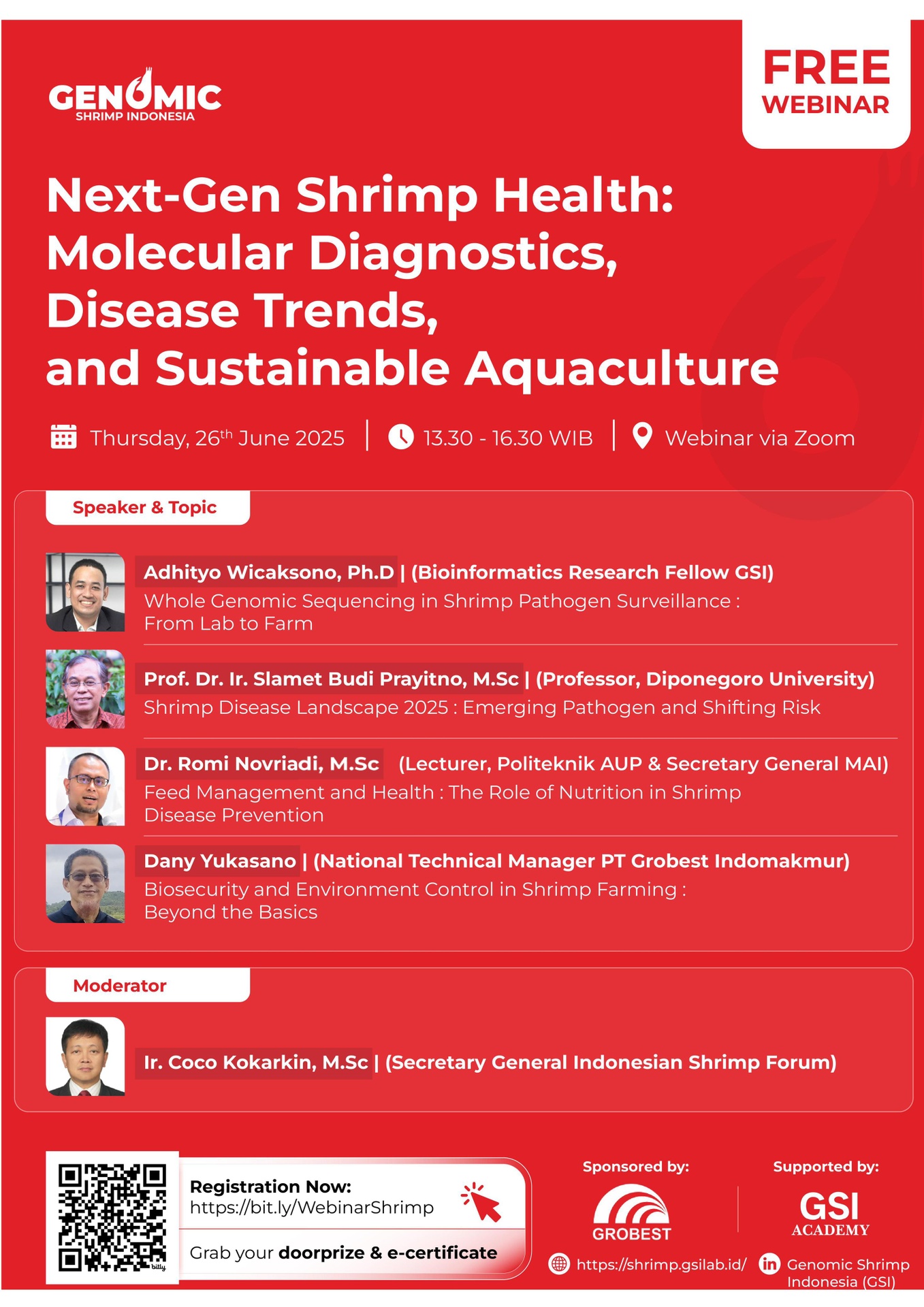 Webinar Genomic Shrimp 3: Next-Gen Shrimp Health: Molecular Diagnostics, Disease Trends, and Sustainable Aquaculture.